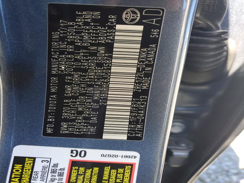 2018 Toyota Corolla მანქანა იყიდება აუქციონზე, vin: 2T1BURHE6JC015871, აუქციონის ნომერი: 57272946