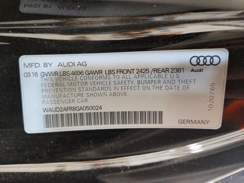 Aukcja sprzedaży 2016 Audi A5, vin: WAUD2AFR8GA050024, numer aukcji: 57394976