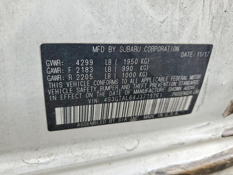 57928296 :رقم المزاد ، 4S3GTAL64J3719361 vin ، 2018 Subaru Impreza مزاد بيع