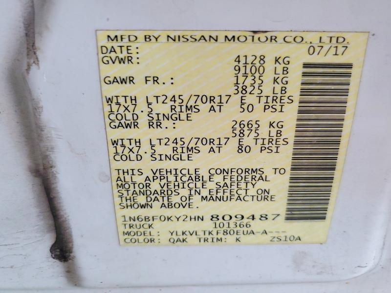 56133816 :رقم المزاد ، 1N6BF0KY2HN809487 vin ، 2017 Nissan Nv مزاد بيع