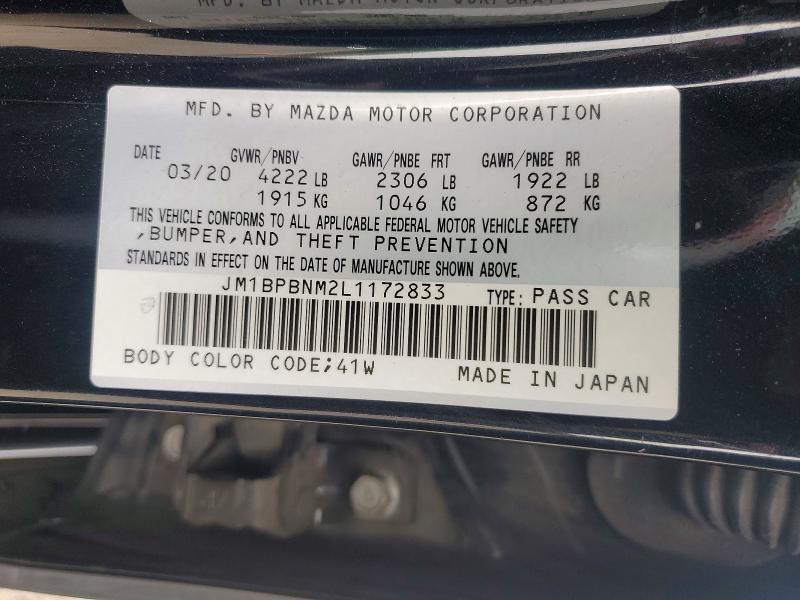 Продажа на аукционе авто 2020 Mazda 3, vin: JM1BPBNM2L1172833, номер лота: 58487196
