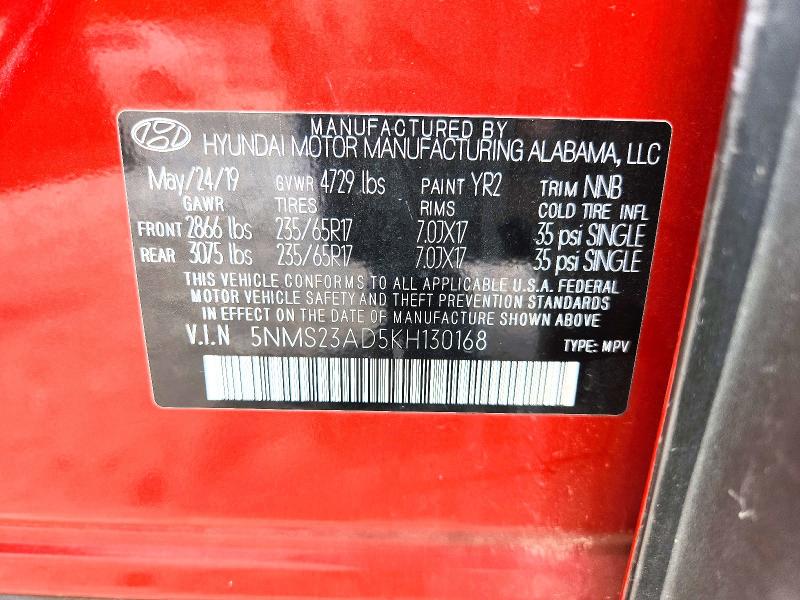 Продажа на аукционе авто 2019 Hyundai Santa Fe, vin: 5NMS23AD5KH130168, номер лота: 58075146