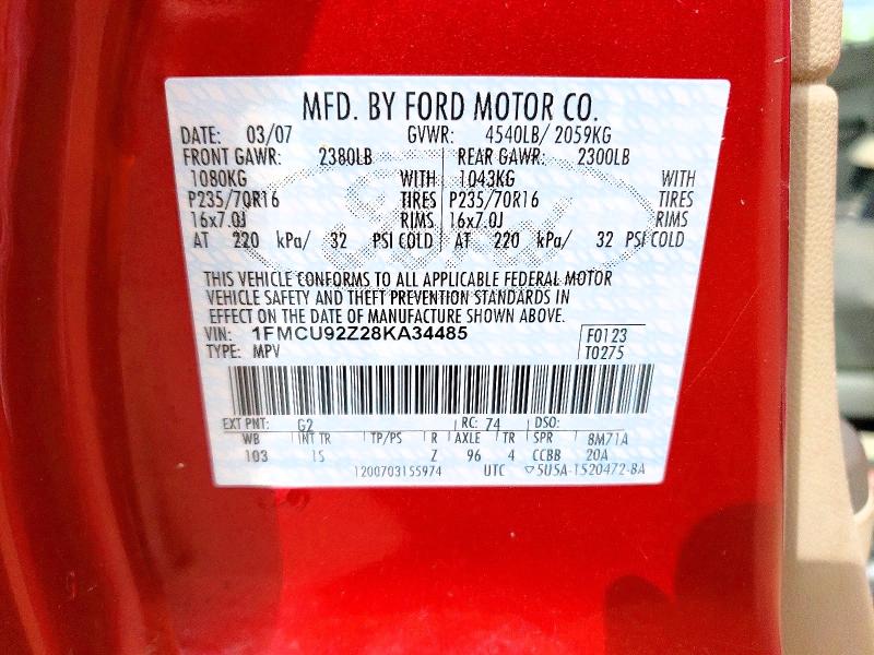 Auction sale of the 2008 Ford Escape, vin: 1FMCU92Z28KA34485, lot number: 55399876