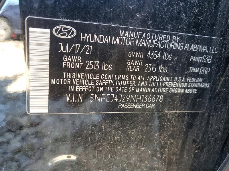 Продаж на аукціоні авто 2022 Hyundai Sonata, vin: 5NPEJ4J29NH136678, номер лоту: 58410826