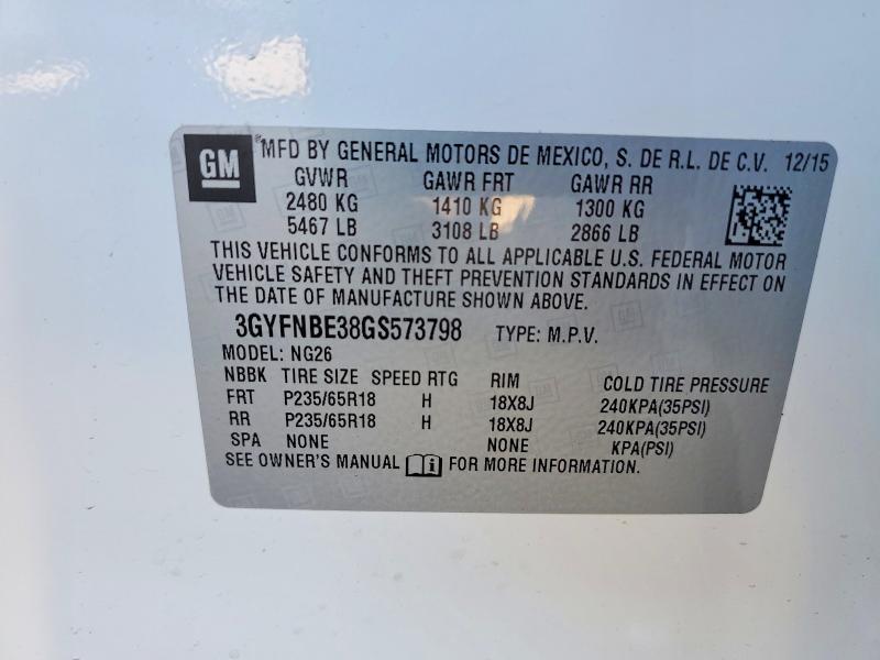 Aukcja sprzedaży 2016 Cadillac Srx, vin: 3GYFNBE38GS573798, numer aukcji: 58021706
