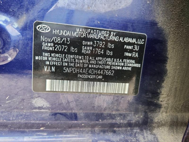 Продаж на аукціоні авто 2013 Hyundai Elantra, vin: 5NPDH4AE4DH447662, номер лоту: 55656876