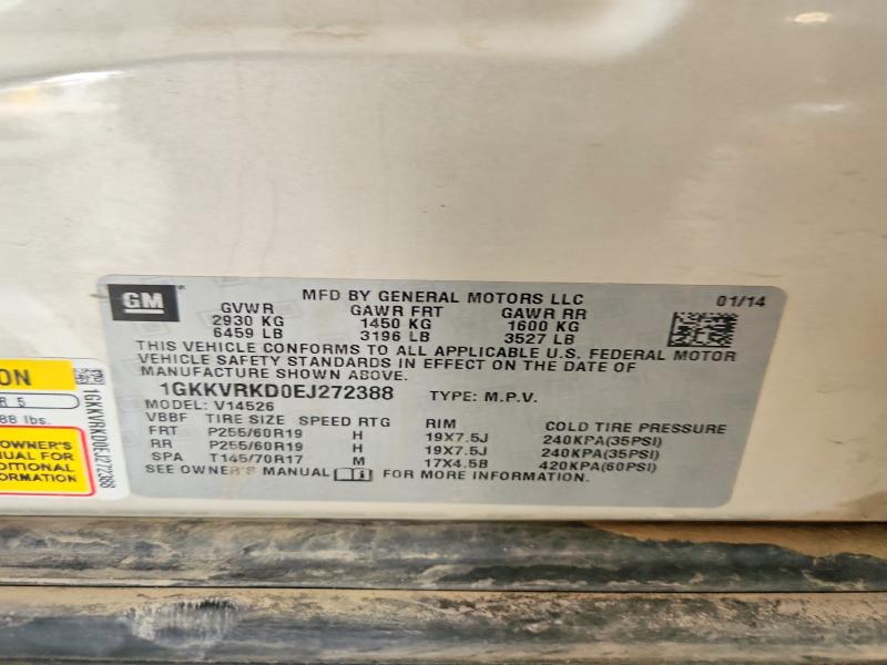 58142536 :رقم المزاد ، 1GKKVRKD0EJ272388 vin ، 2014 Gmc Acadia مزاد بيع