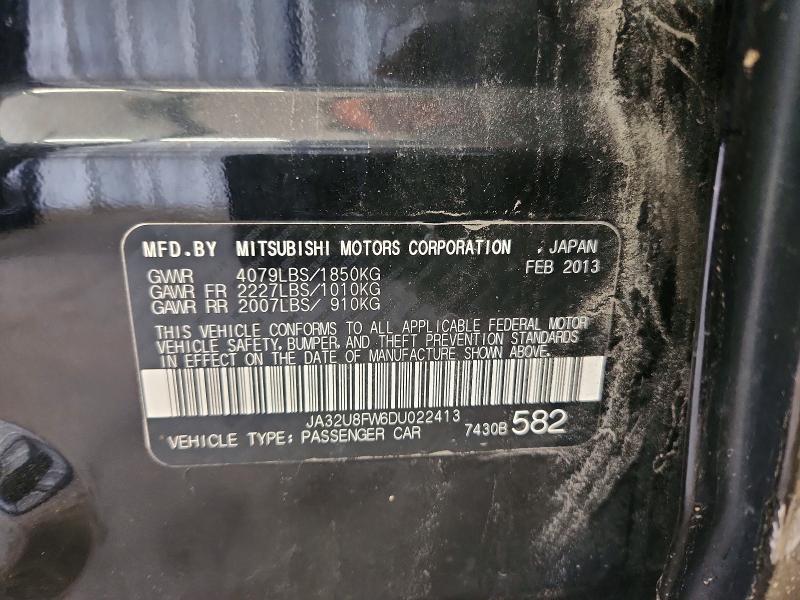 2013 Mitsubishi Lancer მანქანა იყიდება აუქციონზე, vin: JA32U8FW6DU022413, აუქციონის ნომერი: 56244626