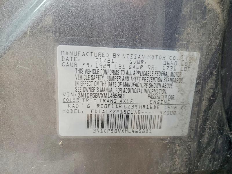 Продаж на аукціоні авто 2021 Nissan Kicks, vin: 3N1CP5BVXML465881, номер лоту: 57935856