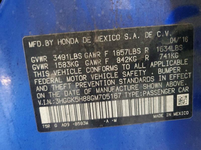 Aukcja sprzedaży 2016 Honda Fit, vin: 3HGGK5H88GM705167, numer aukcji: 56994996