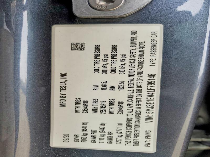 Aukcja sprzedaży 2020 Tesla Model 3, vin: 5YJ3E1EA4LF799146, numer aukcji: 58603896