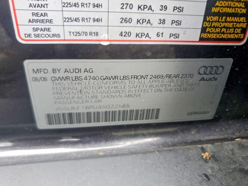 58224886 :رقم المزاد ، WAUKF78P09A022585 vin ، 2009 Audi A3 مزاد بيع