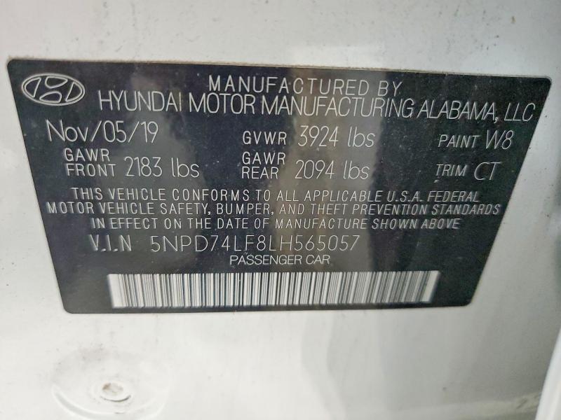 Aukcja sprzedaży 2020 Hyundai Elantra, vin: 5NPD74LF8LH565057, numer aukcji: 55875726