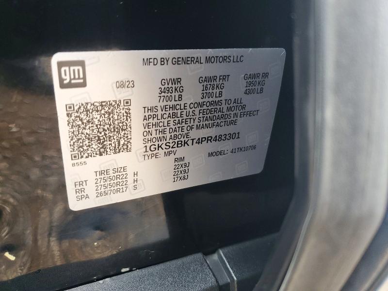 59077256 :رقم المزاد ، 1GKS2BKT4PR483301 vin ، 2023 Gmc Yukon مزاد بيع