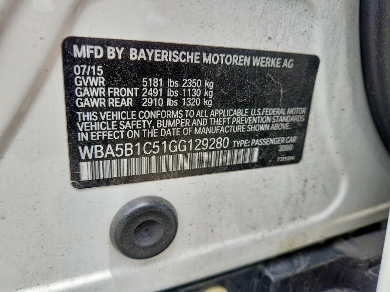 Aukcja sprzedaży 2016 Bmw 535, vin: WBA5B1C51GG129280, numer aukcji: 58439186