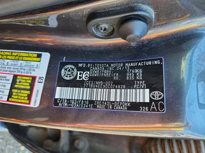 57124706 :رقم المزاد ، 2T1BU4EE9DC074828 vin ، 2013 Toyota Corolla مزاد بيع