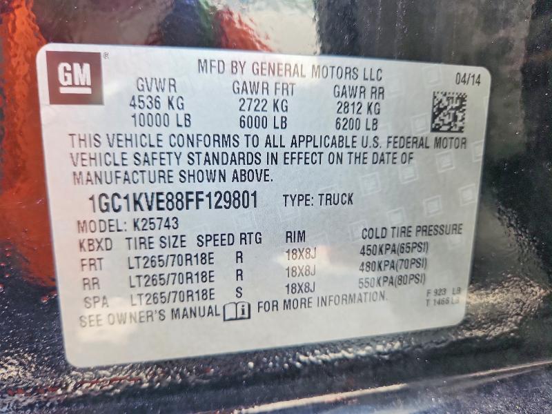 2015 Chevrolet Silverado მანქანა იყიდება აუქციონზე, vin: 1GC1KVE88FF129801, აუქციონის ნომერი: 57185376