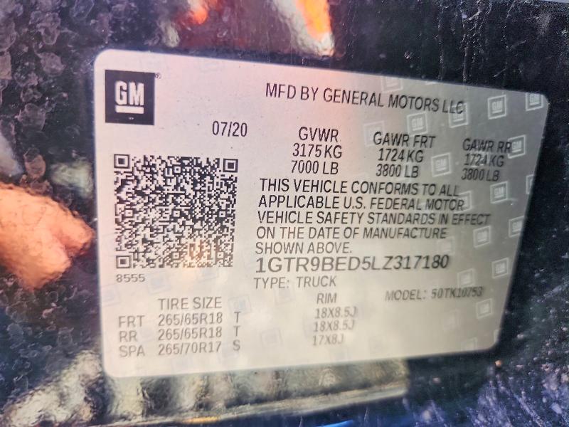 Aukcja sprzedaży 2020 Gmc Sierra, vin: 1GTR9BED5LZ317180, numer aukcji: 58249176