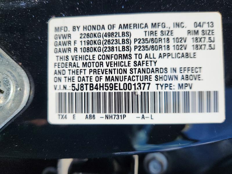 Aukcja sprzedaży 2014 Acura Rdx, vin: 5J8TB4H59EL001377, numer aukcji: 57114596