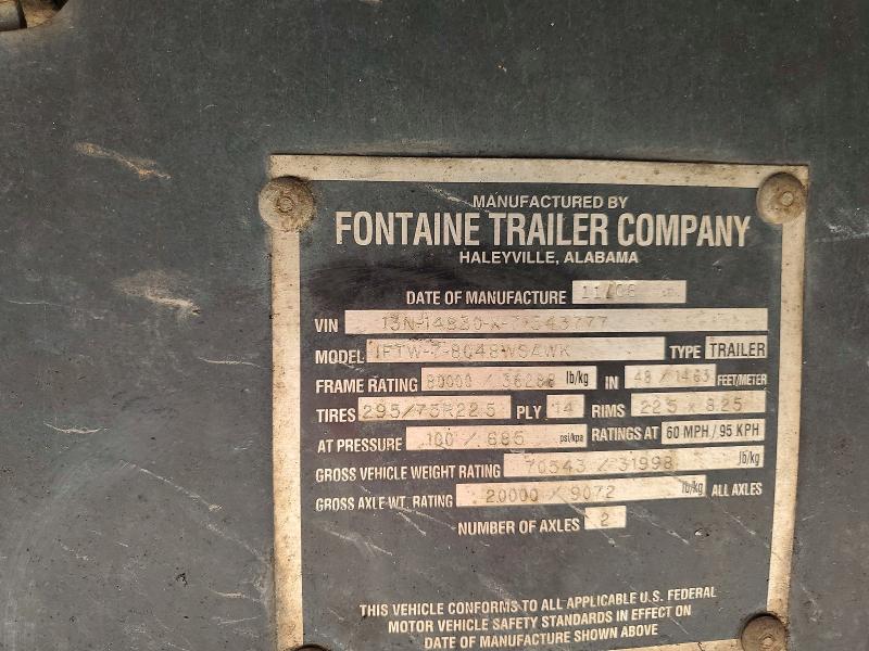 2007 Fontaine Trailer მანქანა იყიდება აუქციონზე, vin: 13N14830X71543777, აუქციონის ნომერი: 55213976