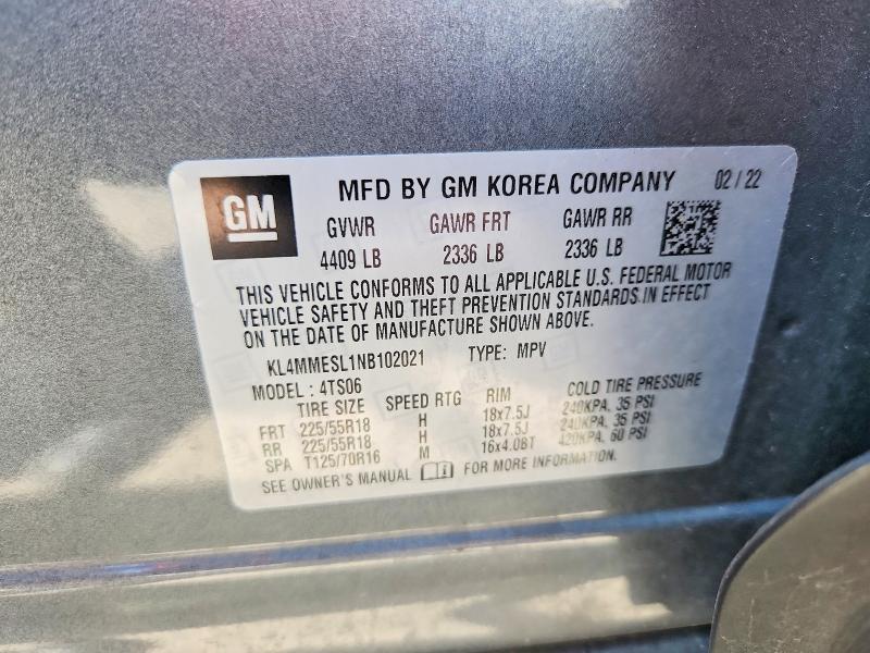 2022 Buick Encore Gx მანქანა იყიდება აუქციონზე, vin: KL4MMESL1NB102021, აუქციონის ნომერი: 58197116