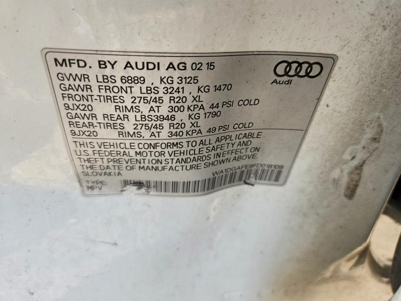 2015 Audi Q7 მანქანა იყიდება აუქციონზე, vin: WA1DGAFE9FD018109, აუქციონის ნომერი: 57836526
