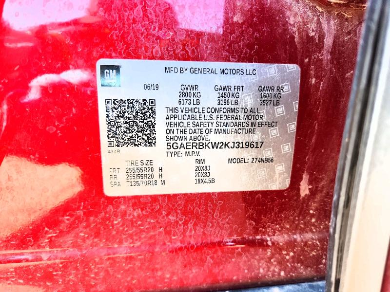 56685366 :رقم المزاد ، 5GAERBKW2KJ319617 vin ، 2019 Buick Enclave مزاد بيع