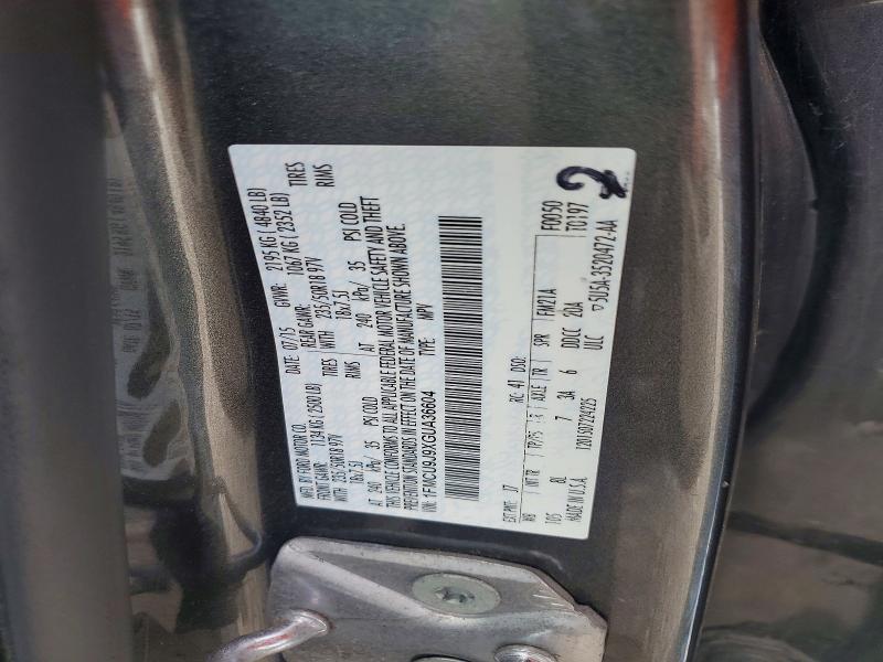 2016 Ford Escape მანქანა იყიდება აუქციონზე, vin: 1FMCU9J9XGUA36604, აუქციონის ნომერი: 57913046