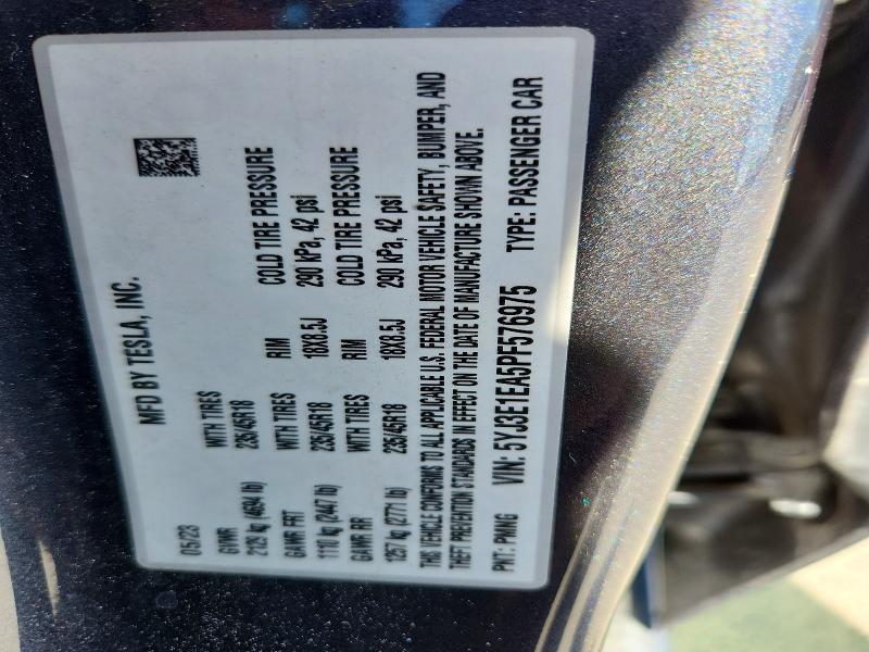 Aukcja sprzedaży 2023 Tesla Model 3, vin: 5YJ3E1EA5PF576975, numer aukcji: 57771216
