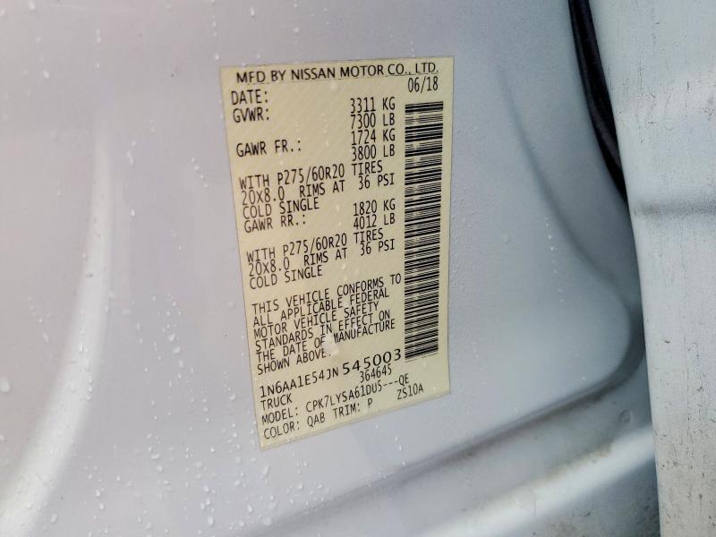 Aukcja sprzedaży 2018 Nissan Titan, vin: 1N6AA1E54JN545003, numer aukcji: 55441946