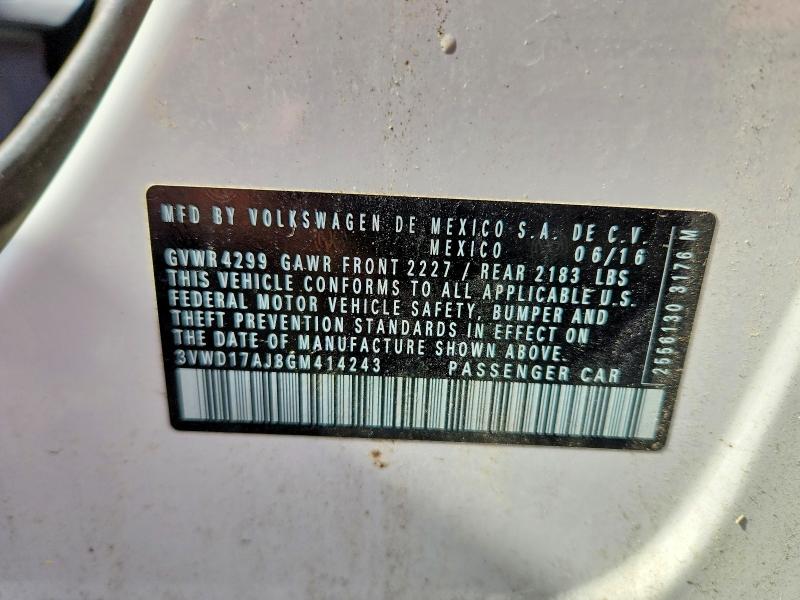 54500366 :رقم المزاد ، 3VWD17AJ8GM414243 vin ، 2016 Volkswagen Jetta مزاد بيع