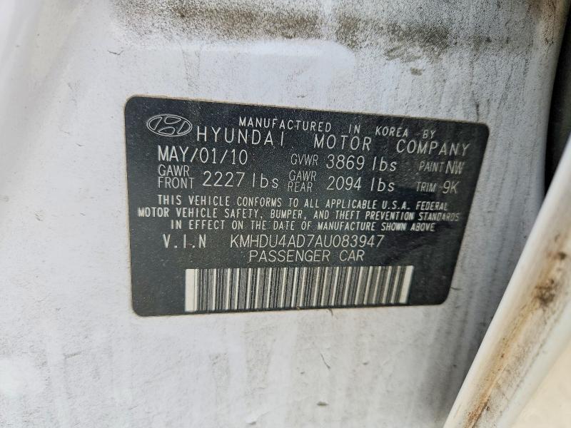 Aukcja sprzedaży 2010 Hyundai Elantra, vin: KMHDU4AD7AU083947, numer aukcji: 56418976