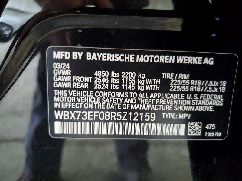 2024 Bmw X1 მანქანა იყიდება აუქციონზე, vin: WBX73EF08R5Z12159, აუქციონის ნომერი: 59321896