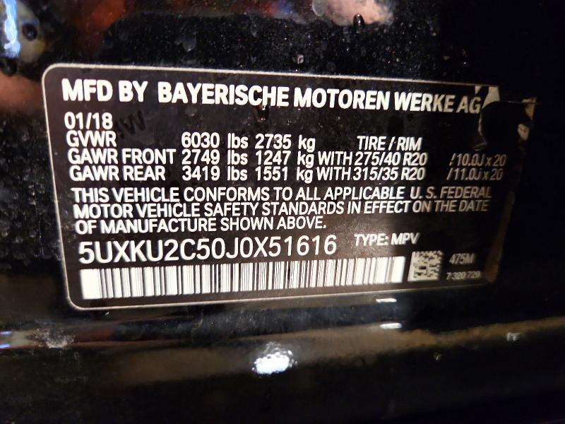 Aukcja sprzedaży 2018 Bmw X6, vin: 5UXKU2C50J0X51616, numer aukcji: 58220796