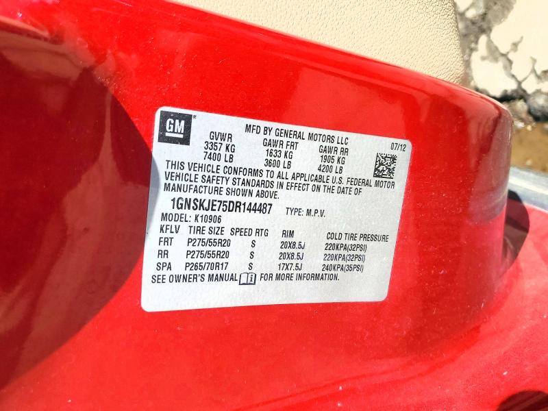 2013 Chevrolet Suburban მანქანა იყიდება აუქციონზე, vin: 1GNSKJE75DR144487, აუქციონის ნომერი: 58123756