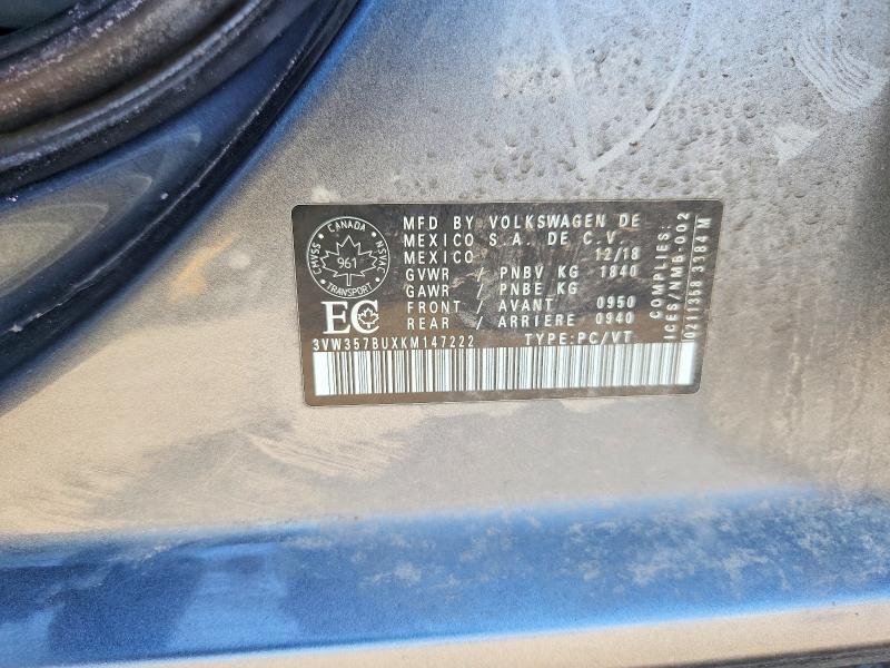 Продажа на аукционе авто 2019 Volkswagen Jetta, vin: 3VW357BUXKM147222, номер лота: 56068756