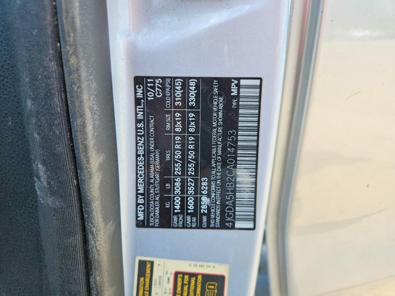 59071106 :رقم المزاد ، 4JGDA5HB2CA014753 vin ، 2012 Mercedes-benz Ml مزاد بيع