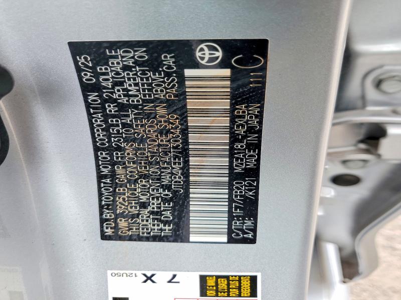 Aukcja sprzedaży 2026 Toyota Corolla, vin: JTDB4MEE7T3034349, numer aukcji: 58557756