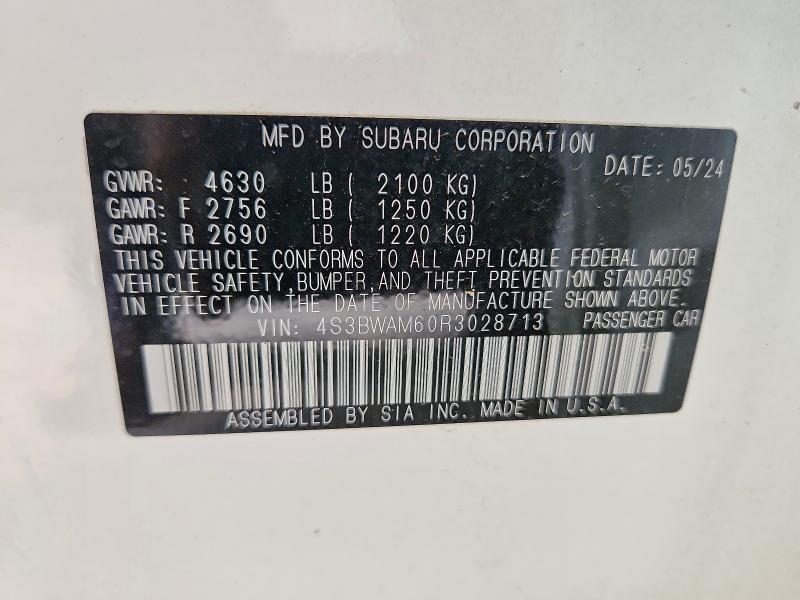 Продажа на аукционе авто 2024 Subaru Legacy, vin: 4S3BWAM60R3028713, номер лота: 57216036