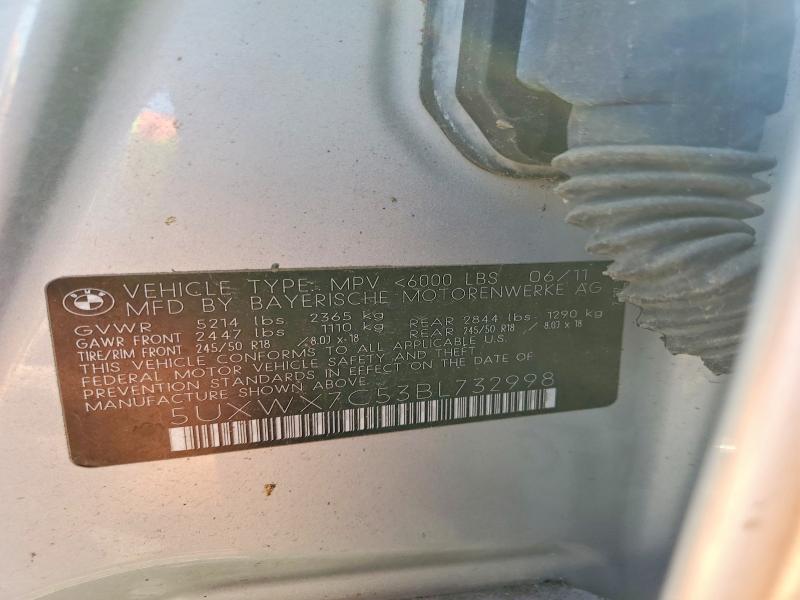59195766 :رقم المزاد ، 5UXWX7C53BL732998 vin ، 2011 Bmw X3 مزاد بيع