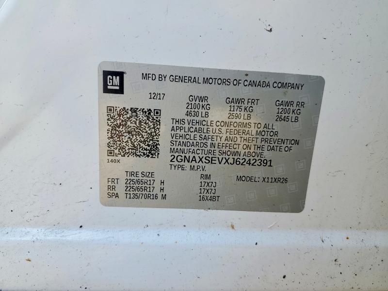 2018 Chevrolet Equinox მანქანა იყიდება აუქციონზე, vin: 2GNAXSEVXJ6242391, აუქციონის ნომერი: 55412706