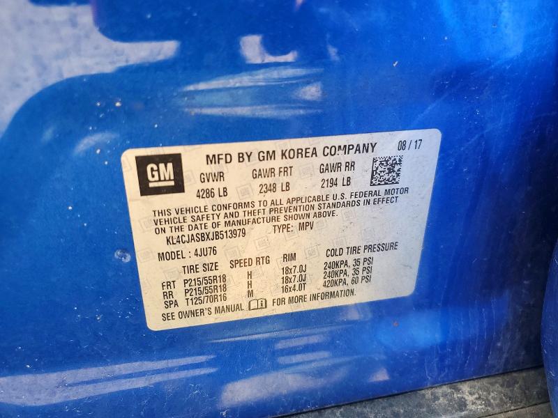 2018 Buick Encore მანქანა იყიდება აუქციონზე, vin: KL4CJASBXJB513979, აუქციონის ნომერი: 57200266