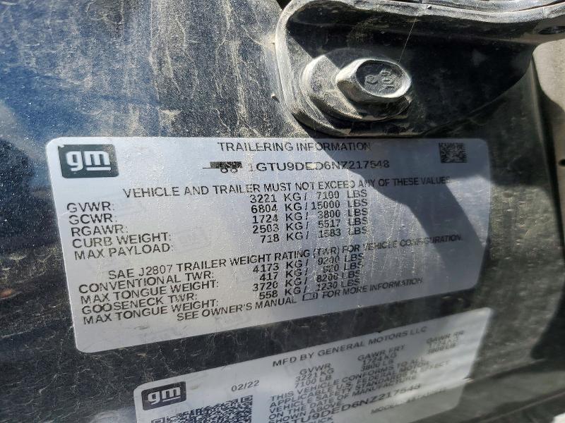 Продажа на аукционе авто 2022 Gmc Sierra Limited, vin: 1GTU9DED6NZ217548, номер лота: 56588806