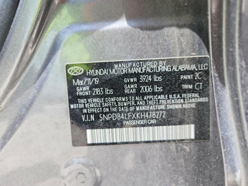 2019 Hyundai Elantra მანქანა იყიდება აუქციონზე, vin: 5NPD84LFXKH478272, აუქციონის ნომერი: 56996096