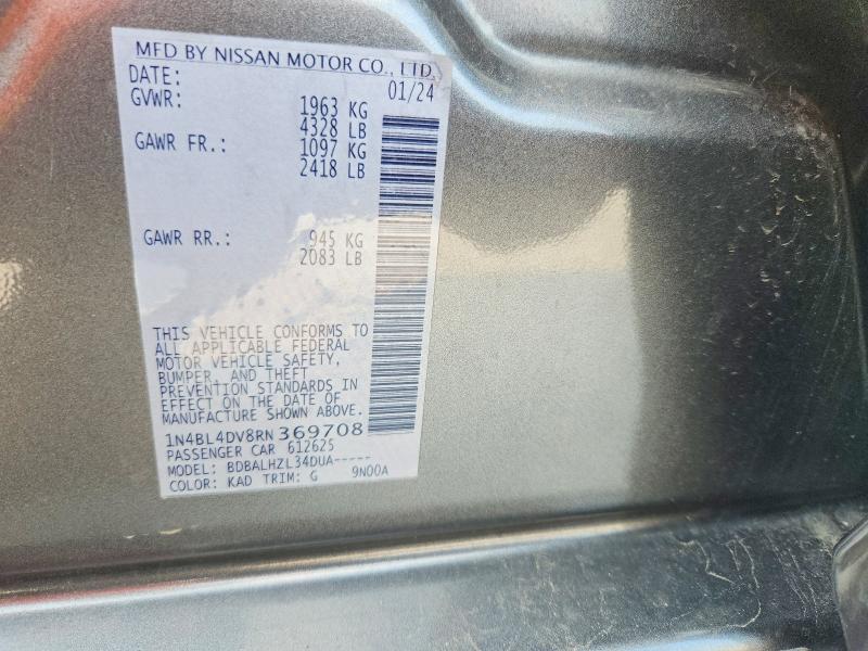 Продажа на аукционе авто 2024 Nissan Altima, vin: 1N4BL4DV8RN369708, номер лота: 58380656