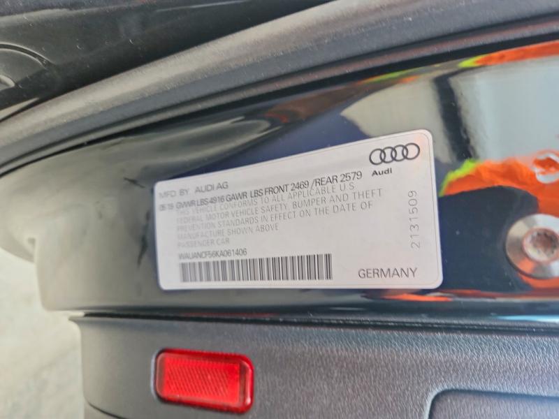 Aukcja sprzedaży 2019 Audi A5, vin: WAUANCF56KA061406, numer aukcji: 55466886