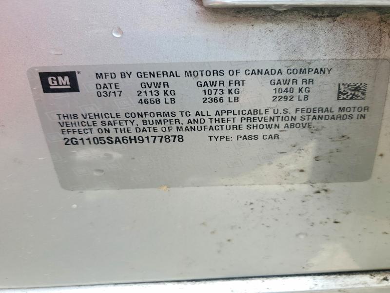 Продажа на аукционе авто 2017 Chevrolet Impala, vin: 2G1105SA6H9177878, номер лота: 58709636