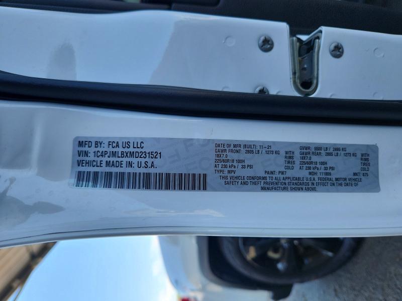 Aukcja sprzedaży 2021 Jeep Cherokee, vin: 1C4PJMLBXMD231521, numer aukcji: 55815046