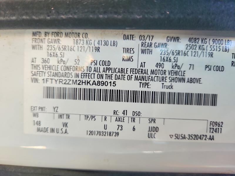 Aukcja sprzedaży 2017 Ford Transit, vin: 1FTYR2ZM2HKA89015, numer aukcji: 57024596