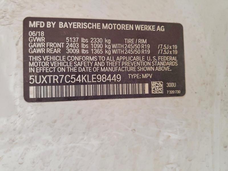 Aukcja sprzedaży 2019 Bmw X3, vin: 5UXTR7C54KLE98449, numer aukcji: 57509926